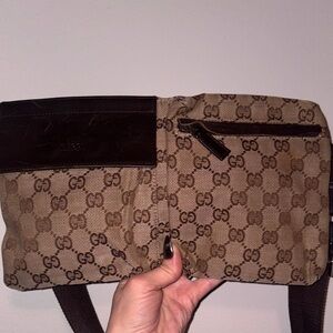 Gucci Beige and Black Monogram Belt Bag